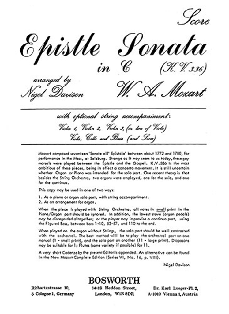 Epistle Sonata Davison
